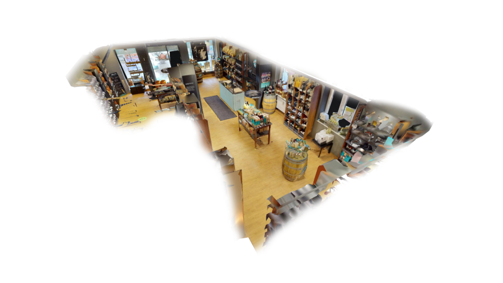 3D Ansicht auf ein Ladengeschäft, hier das Geschäft vom Fass