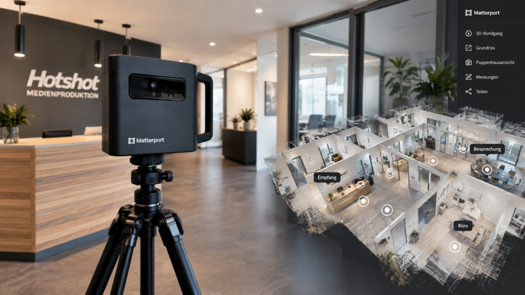 Matterport Pro2 bei der Erstellung eines 3D-Rundgangs und digitalen Zwillings für Unternehmen